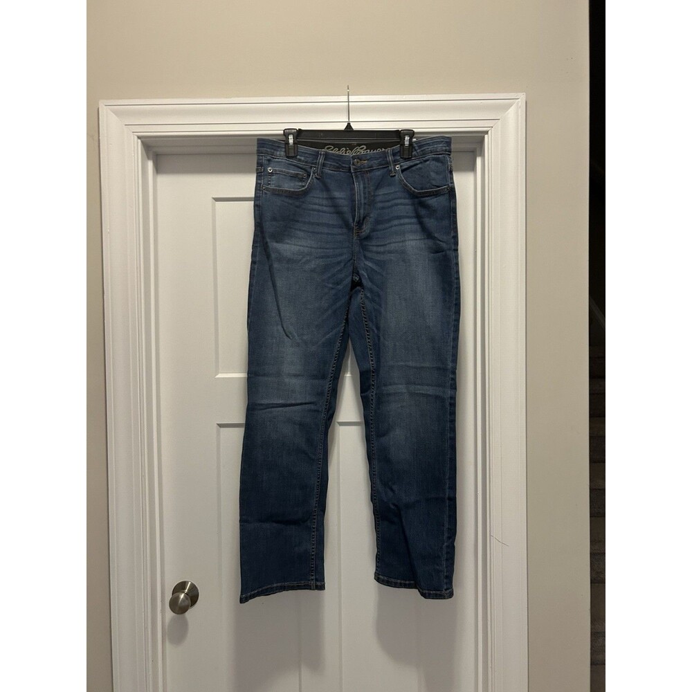 Eddie Bauer Blue Jeans Straight Denim Jeans Men's Size 34x30 Pockets Zipper Fly